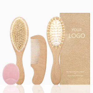 Natural Bristles Baby Hair brush and Comb Set