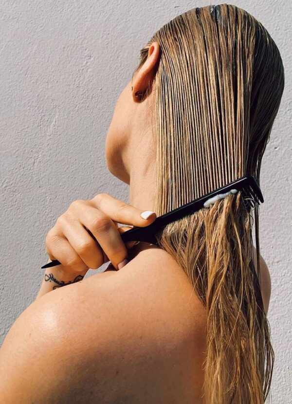 brushing wet hair