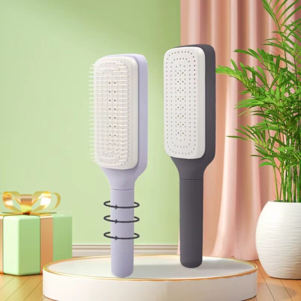 Rotary Handle Self Cleaning Hair Brush