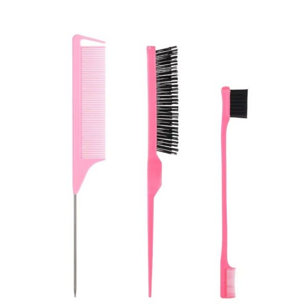 Wholesale Custom 3Pcs Teasing Rat Tail Comb and Edge Brush Set
